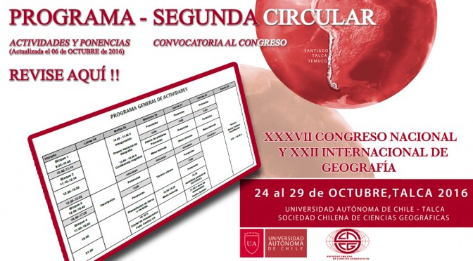 SEGUNDA CIRCULAR Y PROGRAMA DE ACTIVIDADES Y PONENCIAS DEL CONGRESO 2016